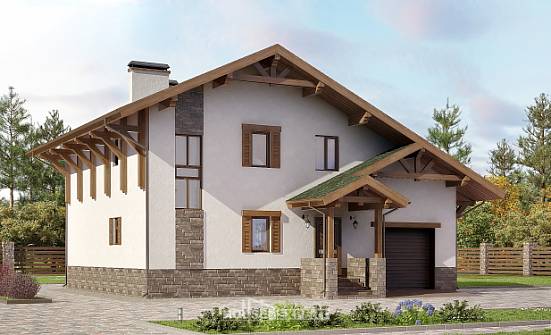 190-007-П Проект двухэтажного дома мансардный этаж и гаражом, простой дом из кирпича Бугуруслан | Проекты домов от House Expert