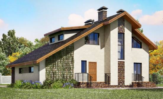 180-008-П Проект двухэтажного дома мансардой, гараж, простой коттедж из твинблока Гай | Проекты домов от House Expert