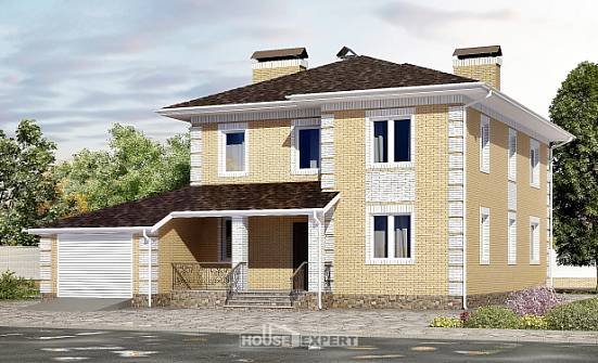 220-006-Л Проект двухэтажного дома, гараж, уютный домик из газобетона Абдулино | Проекты домов от House Expert