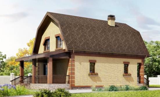 130-005-Л Проект двухэтажного дома с мансардой, скромный загородный дом из поризованных блоков Гай | Проекты домов от House Expert