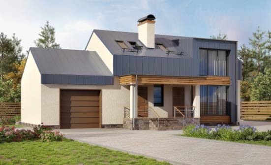 150-015-П Проект двухэтажного дома мансардой, гараж, бюджетный коттедж из бризолита Бузулук | Проекты домов от House Expert