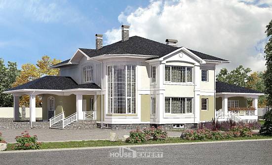 620-001-Л Проект трехэтажного дома и гаражом, современный домик из теплоблока Оренбург | Проекты домов от House Expert