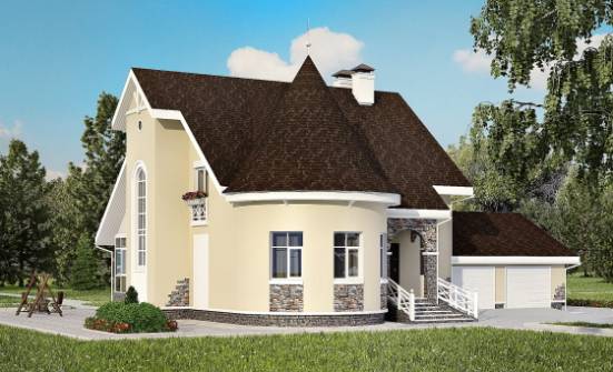 275-001-Л Проект двухэтажного дома мансардой и гаражом, современный загородный дом из кирпича Орск | Проекты домов от House Expert