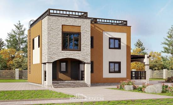 150-010-Л Проект двухэтажного дома, компактный коттедж из кирпича Орск | Проекты домов от House Expert