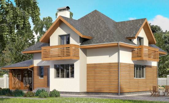 155-004-П Проект двухэтажного дома мансардой и гаражом, бюджетный загородный дом из твинблока Бузулук | Проекты домов от House Expert