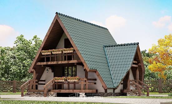 070-003-П Проект двухэтажного дома мансардой, доступный коттедж из дерева Новотроицк | Проекты домов от House Expert