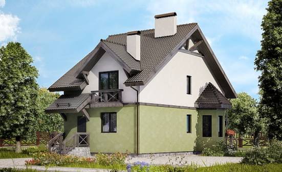 120-003-П Проект двухэтажного дома с мансардным этажом, красивый дом из арболита Оренбург | Проекты домов от House Expert