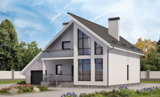 200-007-Л Проект двухэтажного дома с мансардным этажом, гараж, простой домик из блока Бузулук | Проекты домов от House Expert