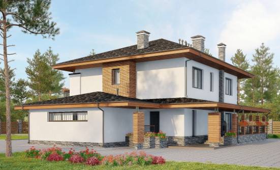 305-001-П Проект двухэтажного дома, гараж, классический загородный дом из поризованных блоков Абдулино | Проекты домов от House Expert