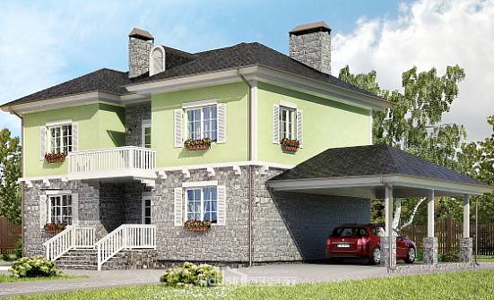 155-006-П Проект двухэтажного дома и гаражом, доступный дом из поризованных блоков Кувандык | Проекты домов от House Expert