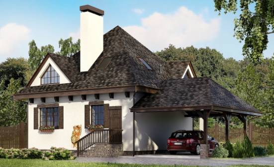 110-002-Л Проект двухэтажного дома мансардой и гаражом, небольшой загородный дом из теплоблока Бузулук | Проекты домов от House Expert