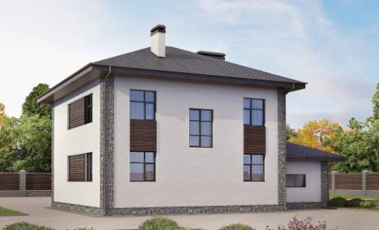 185-004-Л Проект двухэтажного дома и гаражом, средний загородный дом из газобетона Оренбург | Проекты домов от House Expert