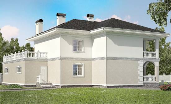 340-002-П Проект двухэтажного дома и гаражом, большой коттедж из кирпича Орск | Проекты домов от House Expert
