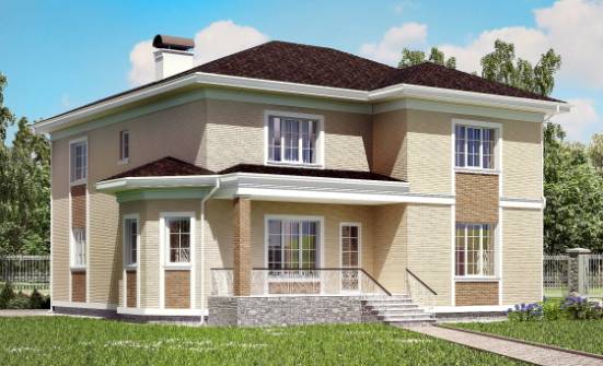 335-001-Л Проект двухэтажного дома, гараж, современный домик из кирпича Бугуруслан | Проекты домов от House Expert