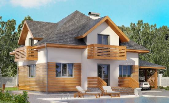 155-004-П Проект двухэтажного дома мансардой и гаражом, бюджетный загородный дом из твинблока Бузулук | Проекты домов от House Expert