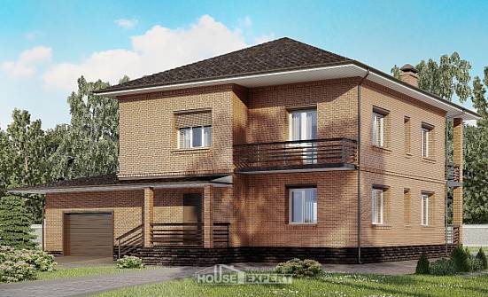 245-003-Л Проект двухэтажного дома и гаражом, классический загородный дом из кирпича Медногорск | Проекты домов от House Expert