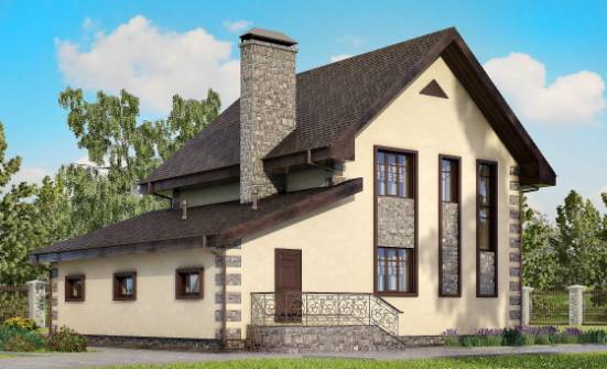 160-004-П Проект двухэтажного дома и гаражом, небольшой дом из пеноблока Оренбург | Проекты домов от House Expert