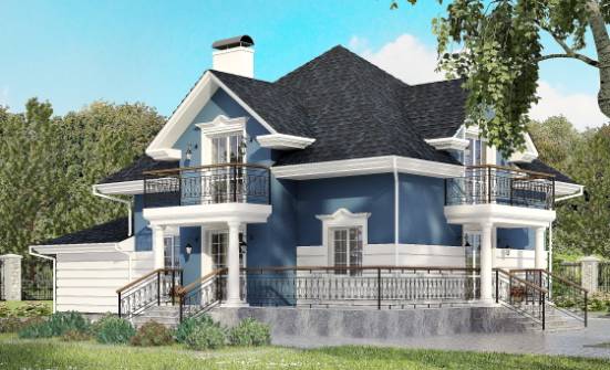 180-002-П Проект двухэтажного дома с мансардой и гаражом, красивый загородный дом из кирпича Оренбург | Проекты домов от House Expert