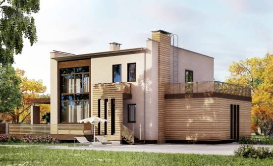 220-003-Л Проект двухэтажного дома и гаражом, современный домик из газосиликатных блоков Медногорск | Проекты домов от House Expert