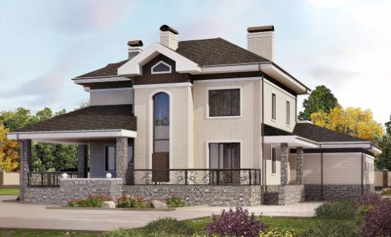 365-001-Л Проект трехэтажного дома, гараж, огромный загородный дом из кирпича Орск | Проекты домов от House Expert