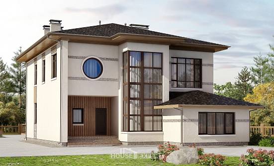 345-001-П Проект двухэтажного дома, просторный загородный дом из блока Кувандык | Проекты домов от House Expert