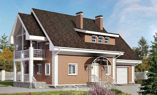 185-003-П Проект двухэтажного дома мансардой, гараж, красивый загородный дом из газосиликатных блоков Бугуруслан | Проекты домов от House Expert
