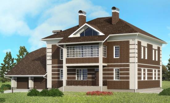 505-002-Л Проект трехэтажного дома и гаражом, просторный коттедж из кирпича Орск | Проекты домов от House Expert