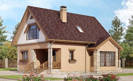 140-002-П Проект двухэтажного дома с мансардой, доступный дом из твинблока Оренбург | Проекты домов от House Expert