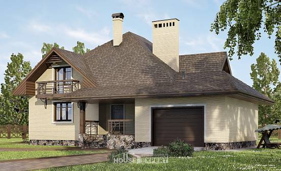 275-003-П Проект двухэтажного дома с мансардой, гараж, просторный домик из кирпича Медногорск | Проекты домов от House Expert