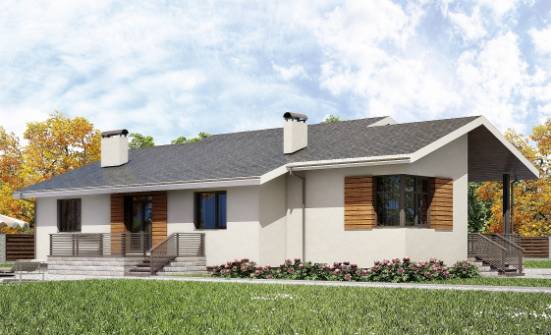 135-002-П Проект одноэтажного дома и гаражом, красивый дом из газобетона Бузулук | Проекты домов от House Expert