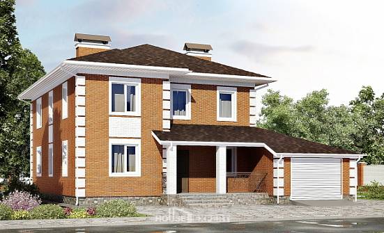 220-004-Л Проект двухэтажного дома, гараж, просторный дом из кирпича Кувандык | Проекты домов от House Expert