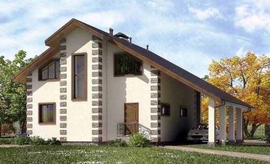 150-003-Л Проект двухэтажного дома мансардой, гараж, простой коттедж из бревен Абдулино | Проекты домов от House Expert