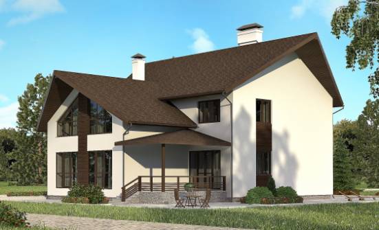300-002-П Проект двухэтажного дома мансардой, гараж, уютный домик из арболита Соль-Илецк | Проекты домов от House Expert