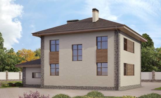 185-004-П Проект двухэтажного дома, гараж, средний загородный дом из газобетона Медногорск | Проекты домов от House Expert