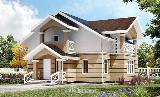 155-009-П Проект двухэтажного дома мансардой, бюджетный загородный дом из газобетона Кувандык | Проекты домов от House Expert