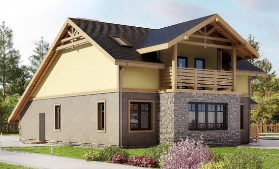 180-011-П Проект двухэтажного дома мансардой, гараж, бюджетный дом из бризолита Бузулук | Проекты домов от House Expert