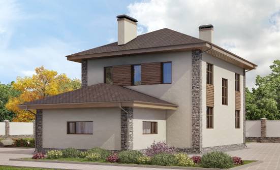 185-004-П Проект двухэтажного дома, гараж, средний загородный дом из газобетона Медногорск | Проекты домов от House Expert