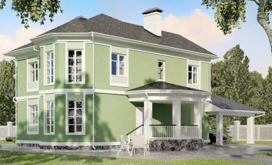 170-001-Л Проект двухэтажного дома и гаражом, доступный коттедж из блока Соль-Илецк | Проекты домов от House Expert