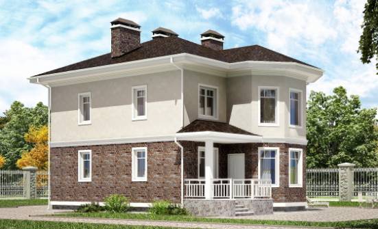 120-001-Л Проект трехэтажного дома, экономичный домик из теплоблока Кувандык | Проекты домов от House Expert