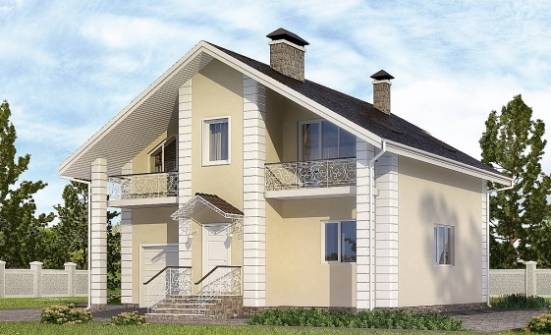 150-002-Л Проект двухэтажного дома мансардный этаж и гаражом, недорогой дом из блока Медногорск | Проекты домов от House Expert