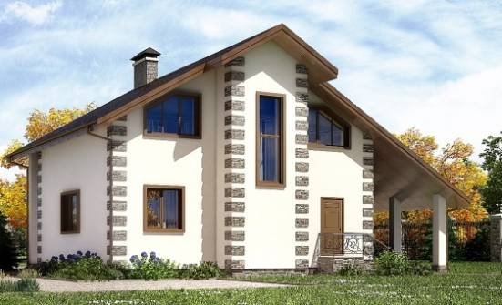 150-003-Л Проект двухэтажного дома мансардой, гараж, простой коттедж из бревен Абдулино | Проекты домов от House Expert