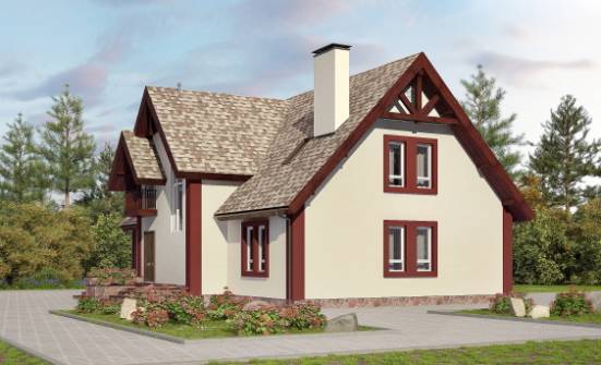 300-008-Л Проект двухэтажного дома с мансардой и гаражом, красивый коттедж из теплоблока Бузулук | Проекты домов от House Expert