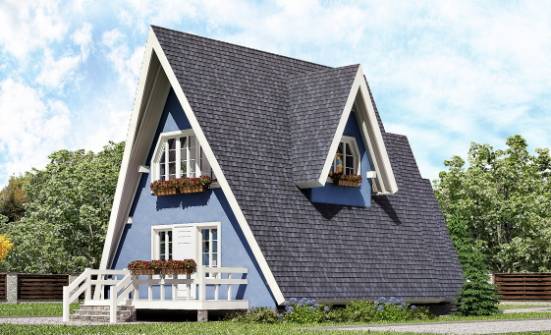 100-002-П Проект двухэтажного дома с мансардным этажом, скромный дом из бревен Медногорск | Проекты домов от House Expert