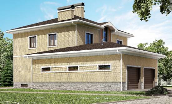 350-002-Л Проект трехэтажного дома, гараж, красивый дом из кирпича Кувандык | Проекты домов от House Expert