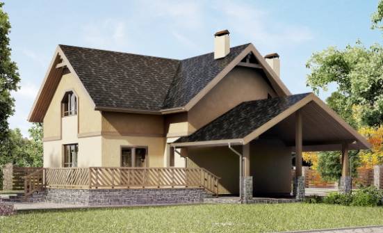 150-011-Л Проект двухэтажного дома с мансардным этажом, гараж, небольшой домик из пеноблока Орск | Проекты домов от House Expert
