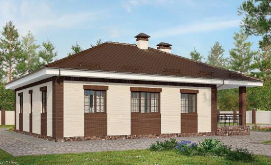 160-015-П Проект одноэтажного дома, гараж, компактный загородный дом из керамзитобетонных блоков Кувандык | Проекты одноэтажных домов от House Expert