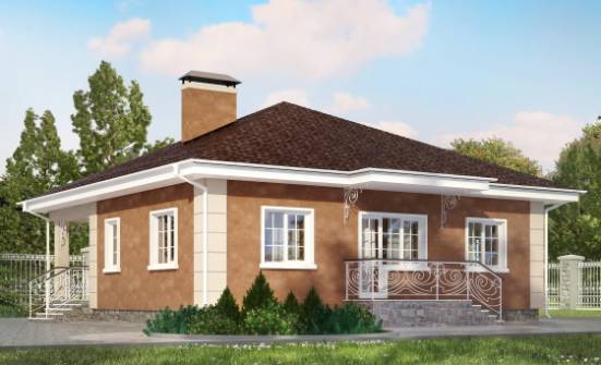 100-001-Л Проект одноэтажного дома, простой загородный дом из газобетона Новотроицк | Проекты одноэтажных домов от House Expert