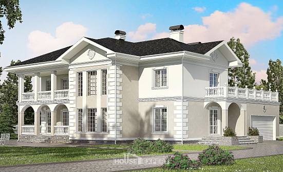 340-002-П Проект двухэтажного дома и гаражом, большой коттедж из кирпича Орск | Проекты домов от House Expert