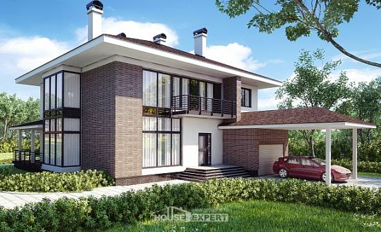 340-001-П Проект двухэтажного дома, гараж, огромный коттедж из кирпича Бузулук | Проекты домов от House Expert
