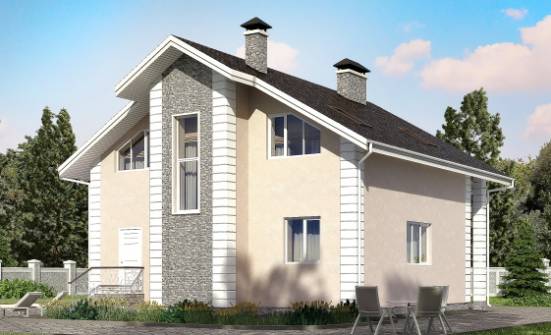 150-002-П Проект двухэтажного дома с мансардой и гаражом, бюджетный домик из блока Бугуруслан | Проекты домов от House Expert